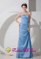 Honolulu Hawaii/HI Sweetheart Strapless Floor-length Baby Blue Quinceanera Dama Dress Column Taffeta Beading and Ruch