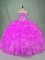 Sumptuous Lilac Organza Lace Up Strapless Sleeveless Floor Length Quinceanera Dresses Beading and Ruffles