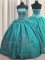 Classical Sleeveless Taffeta Floor Length Lace Up Vestidos de Quinceanera in Teal with Beading and Embroidery