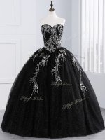 Elegant Floor Length Ball Gowns Sleeveless Black Quinceanera Gowns Lace Up(SKU SWQD178BIZ)