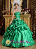 Temple Terrace Florida/FL Spring Green With Pick-ups Appliques Decorate Waist For Romantic Strapless Quinceanera Dress