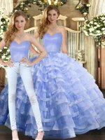 Sophisticated Lavender Sweetheart Lace Up Ruffled Layers Vestidos de Quinceanera Sleeveless