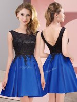 Mini Length Zipper Dama Dress Royal Blue for Wedding Party with Lace