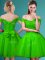Cap Sleeves Lace and Belt Lace Up Dama Dress
