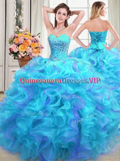 Free and Easy Multi-color Sleeveless Organza Lace Up Ball Gown Prom Dress for Military Ball and Sweet 16 and Quinceanera - Click Image to Close