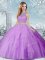 Lavender Sleeveless Floor Length Beading Clasp Handle Quinceanera Gowns