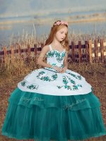 Stylish Floor Length Ball Gowns Sleeveless Teal Kids Formal Wear Lace Up(SKU PAG1279-10BIZ)