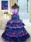Perfect Ruffled Layers Navy Blue 15 Quinceanera Dress Sweetheart Sleeveless Brush Train Lace Up
