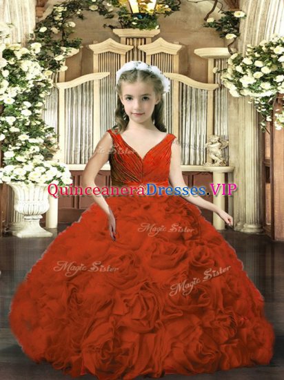 High Class Sleeveless Backless Floor Length Beading and Ruching Pageant Gowns For Girls - Click Image to Close