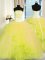 Pretty Strapless Sleeveless Lace Up Quince Ball Gowns Yellow Green Tulle