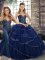 Unique Navy Blue Two Pieces Tulle Sweetheart Sleeveless Beading and Ruffled Layers Lace Up Quinceanera Dress Brush Train