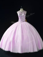 Scoop Sleeveless 15 Quinceanera Dress Floor Length Beading Lilac Tulle(SKU PSSW1120-3BIZ)