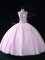 Scoop Sleeveless 15 Quinceanera Dress Floor Length Beading Lilac Tulle