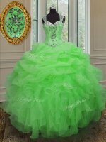 High End Straps Sleeveless 15th Birthday Dress Floor Length Beading and Ruffles Organza(SKU PSSW011-3BIZ)