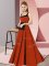 Popular Rust Red Quinceanera Court of Honor Dress Wedding Party with Belt Square Sleeveless Zipper