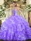 Customized Beading and Ruffled Layers Quinceanera Gown Lavender Lace Up Sleeveless Floor Length