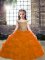 Modern Orange Red Sleeveless Floor Length Beading Lace Up Pageant Dress Wholesale