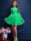 Vintage Scalloped 3 4 Length Sleeve Court Dresses for Sweet 16 Mini Length Beading and Lace and Appliques Apple Green Chiffon