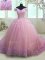 Cheap Off the Shoulder Lilac Lace Up Ball Gown Prom Dress Ruching Cap Sleeves With Train Court Train