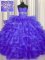 New Arrival Purple Ball Gowns Beading and Ruffled Layers Ball Gown Prom Dress Lace Up Organza Sleeveless Floor Length