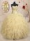 Gorgeous Champagne Sweetheart Neckline Beading and Ruffles and Sequins Quinceanera Gowns Sleeveless Lace Up