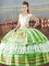 Perfect V-neck Lace Up Embroidery and Ruffled Layers Quinceanera Dresses Sleeveless