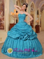 Effingham Illinois/IL Wonderful Teal Quinceanera Dress With Pick-ups Sweetheart Neckline Taffeta Ball Gown