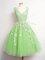 Pretty V-neck Sleeveless Dama Dress Knee Length Lace Tulle