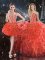 Dynamic Organza Sweetheart Sleeveless Lace Up Beading and Ruffles Sweet 16 Quinceanera Dress in Coral Red
