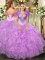 Lilac Sweetheart Lace Up Beading and Ruffles Sweet 16 Dress Sleeveless