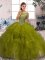 Great Olive Green Organza Zipper Sweet 16 Quinceanera Dress Sleeveless Floor Length Beading and Ruffles
