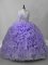 Lavender Sweetheart Lace Up Beading Ball Gown Prom Dress Brush Train Sleeveless