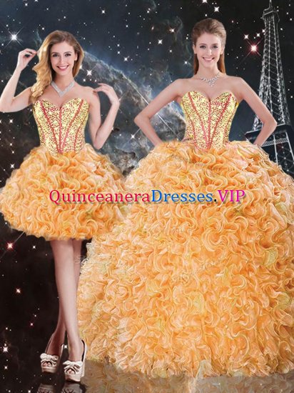 Delicate Sweetheart Sleeveless Lace Up Quinceanera Dress Orange Organza - Click Image to Close