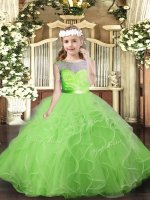 Best Scoop Sleeveless Little Girls Pageant Dress Wholesale Floor Length Lace and Ruffles Tulle(SKU PAG1091-1BIZ)
