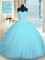 Light Blue Ball Gowns Sweetheart Sleeveless Tulle Floor Length Lace Up Appliques Quinceanera Dresses