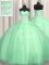 Lovely Puffy Skirt Apple Green Organza Zipper Sweetheart Sleeveless Floor Length Sweet 16 Quinceanera Dress Beading and Appliques