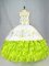 Glittering Lace Up Sweetheart Embroidery and Ruffled Layers Vestidos de Quinceanera Organza Sleeveless
