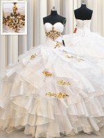 Dramatic Organza Sleeveless Floor Length 15 Quinceanera Dress and Beading and Ruffled Layers