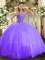 Delicate Lavender Sleeveless Embroidery Floor Length Ball Gown Prom Dress