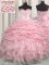 Flare Beading and Ruffles and Pick Ups Sweet 16 Dresses Baby Pink Lace Up Sleeveless With Brush Train