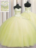 Modest Bling-bling Puffy Skirt Beading Casual Dresses Light Yellow Lace Up Sleeveless Floor Length(SKU PSSW0528-7BIZ)