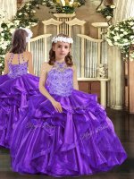 Fancy Floor Length Ball Gowns Sleeveless Purple Child Pageant Dress Lace Up(SKU PAG1045BIZ)
