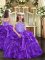 Fancy Floor Length Ball Gowns Sleeveless Purple Child Pageant Dress Lace Up