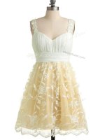 Champagne Lace Up Straps Lace Quinceanera Court of Honor Dress Lace Sleeveless