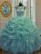 Scoop Floor Length Lace Up Sweet 16 Quinceanera Dress Green for Military Ball and Sweet 16 and Quinceanera with Beading and Ruffles and Pick Ups