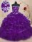 Fashion Purple Lace Up Quinceanera Dresses Beading and Appliques and Ruffles Sleeveless Floor Length