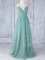 Cheap Floor Length Green Vestidos de Damas V-neck Sleeveless Criss Cross