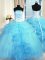 Stunning Pick Ups Strapless Sleeveless Lace Up Quinceanera Gowns Baby Blue Tulle