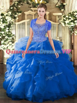 High Class Sleeveless Clasp Handle Floor Length Beading and Ruffled Layers Sweet 16 Quinceanera Dress