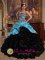 Kingman Arizona/AZ New Style Aqua Blue and Black Quinceanera Dress with Sweetheart Pick-ups Ball Gown Taffeta and Organza